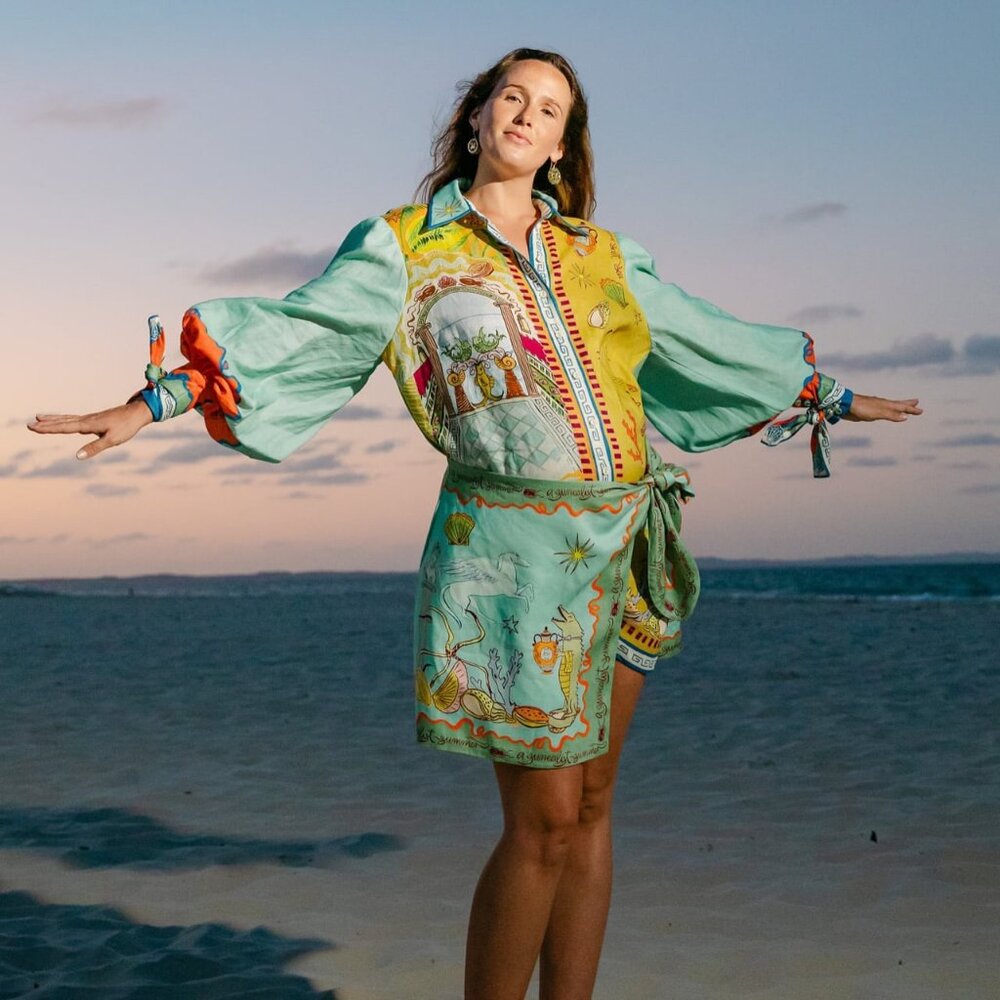 ALEMAIS Surrealist summer mini shirt dress